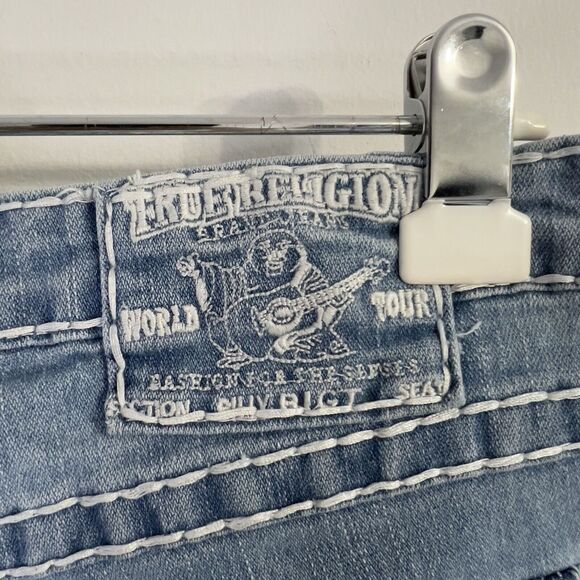 True Religion Jeans Women's 30 Light Wash Denim White Stitching Flap Pocket Joey - Picture 4 of 7